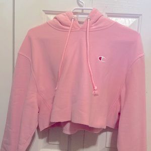 Champion Reverse Weave Baby Pink Crop Sweatshirt